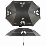 Le Monde du Parapluie Grand Noir - Imprimé Oiseaux - Canne pour 2 Personnes - Solide - Large avec Une Protection de 105 cm - Noir