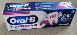 Oral-B Pro Junior 6-12 Early Cavity Defence Fluoride Toothpaste 75ml NEW UK