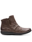 Clarks Un Loop Top Ankle Boots - Dark Brown, Brown, Size 3, Women