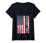 Womens 30 Year Old Gifts Vintage 1994 American Flag 30th Birthday V-Neck T-Shirt