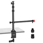 NEEWER Camera Desk Mount with Overhead Camera Mounting Arm and 1/4" Ball Head, 17" - 41" Adjustable Tabletop Light Stand with C Clamp for DSLR Camera, Ring Light, Webcam, Photo Video Shooting