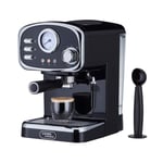 Cooks Professional 15 Bar Retro Coffee Machine, Steam Wand, Temperature Gauge & Large Capacity