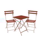 Fermob - Bistro matgrupp bord 57cm & 2 metall stolar red ochre - Matgrupper utomhus