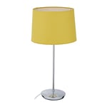 relaxdays Lampe de table avec abat-jour, pied chromé, douille 14, salon et chambre à coucher, veilleuse de nuit, jaune 1 élément