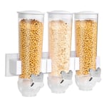 Homesailing EU Wall-Mounted Cereal Dispenser Triple Barrel Dry Food Dispenser for Oatmeal Beans Nuts Rice Kitchen Dispenser (White Triple Barrel)