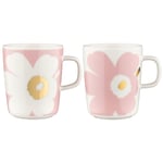 Juhla Unikko mugg 2,5 dl 2-pack, vit/rosa/guld