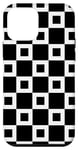 Coque pour iPhone 12 mini White Black Checker Geometric Clean Square Bicolor Pattern