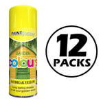 12X Daybreak Yellow Garden Aerosol Spray Paint Lasting Shades For Wood 400ml