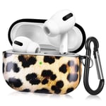 TNP Protective Case Cover for Apple AirPods Pro/ 3 Gen, Cute Skin with Carabiner Clip Keychain Accessories Compatible for Airpod Pro 3rd Generation Charging Case Girls Women Men (Leopard)