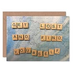 Get Lost Find Yourself Travel Scrabble Greetings Card