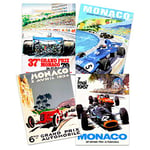 Artery8 Monaco Grand Prix Classic Racing Motor Sport Advert MIxed Home Decor Premium Wall Art Poster Pack of 4