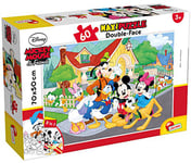 Lisciani, Maxi Puzzle pour enfants à partir de 4 ans, 60 pièces, 2 en 1 Double Face Recto / Verso avec le dos à colorier - Disney Mickey Mouse 66728