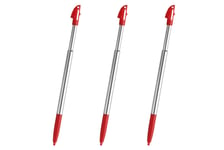 Red Stylus Pen for New Nintendo 2DS XL Silver Metal Touch Pack of 3