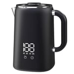 OMISOON Electric Kettle Stainless Steel 1.7L, Kettles Electric with 4 Temperature Settings, 1500W Rapid Boil, Auto Shut-Off and Boil-Dry Protection, Black, Travel Kettle for Tea,Coffee and Milk