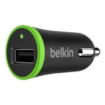 Belkin billaddare, 1A/5W, 12V cigguttag till 1xUSB-A - Svart/Grön
