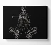Charlie Chaplin White On Black Canvas Print Wall Art - Extra Large 32 x 48 Inches