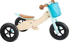 small foot Draisienne-Tricycle Maxi Turquoise en Bois, 4en1, siège réglable, pneus caoutchoutés, 1 an +, 11609