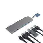 Station d’accuei Adapteur HUB Green Cell USB-C 8 en 1 (Thunderbolt 3, HDMI, 3xUSB 3.0, SD, microSD) pour MacBook Pro 13"-15"