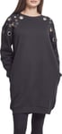 Urban Classics Women's Ladies Sweat Eyelet Dress, Black (Black 00007), XXL