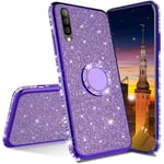 MRSTER OPPO A52 Case Glitter Bling Bling TPU Case With 360 Rotating Ring Stand, Shock-Absorption Protective Shell Skin Cases Covers for OPPO A52 / A72 / A92. GS Purple