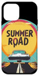 Coque pour iPhone 12 mini Joli chat sur la route d'été pour les amateurs de vacances