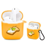 Idocolors Sleep Avocado Case compatible with Airpod Yellow Soft TPU, [ Supports Wireless Charging ] Protective Cover for Airpods 1st and 2nd Gen