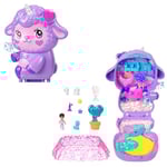Polly Pocket Coffret Au pays des rêves, jouet de voyage avec 1 mini-figurine, une licorne de compagnie et des accessoires sur le thème de la nourriture et de la mode, JCB15
