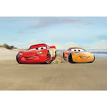 Papier Peint Photo Cars 3 Disney Flash Mc Queen et Cruz Ramirez course sur la plage 368cm x 254cm