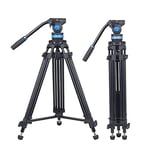 SIRUI Video Tripod with Fluid Head SH-15, Professional Aluminum Tripod for Cameras, Universal Platform and Handle, Mid-Level Spreader, Bubble Level, 61.06Inches/155cm, 22.0lbs/10KG Payload