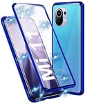 Case for Xiaomi MI 11 magnetic cover, magnetic adsorption box, metal frame, shock-proof bumper, 360 degree full-body protective cover cover, compatible with Xiaomi MI 11 - blue