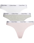 Calvin Klein Thong 3-Pack W - Cotton Bubble Gum/White/Grey Heather (Storlek M)