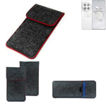 Protective cover for OnePlus 12 dark gray red edges Filz Sleeve Bag Pouch