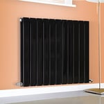 NRG 600x748mm Horizontal Flat Panel Designer Radiator Bathroom Heater Central Heating Rad Double Column Black