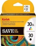 GENUINE KODAK 30 BLACK TRI-COLOUR 2-PACK ink cartridges 8039745 C110 C310 2150