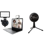 Lume Cube - Video Conference Lighting Kit - Live Streaming, Video Conferencing & Blue Snowball iCE USB Mic for Recording, Streaming, Podcasting, Gaming on PC and Mac, Black