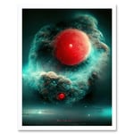Cinematic Space Fantasy Illustration Nebula Death Star Red Dwarf Art Print Framed Poster Wall Decor 12x16 inch