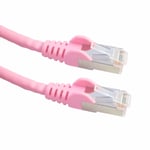 Short Pink 0.25m Ethernet Cable CAT6 Full Copper Screened Network Lead FTP 25cm
