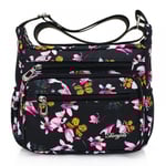 Kvinnors Nylon Blommig Axelväska Crossbody Väska Messenger Väskor Resväskor Med Justerbar Rem Vattentät A916-459 E
