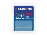 Samsung PRO Plus MB-SD256S - Flash-minneskort - 256 GB - Video Class V30 / UHS-I U3 / Class10 - SDXC UHS-I - vit