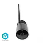 Nedis SmartLife udendørskamera | Wi-Fi | Full HD 1080p | IP65 | Cloud Storage (mulighed) / microSD (ikke inkluderet) | 12 V DC | Med bevægelsessensor | Nattesyn | Sort
