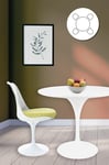 Tulip Set - White Medium Circular Table and Four Chairs with Luxurious Cushion