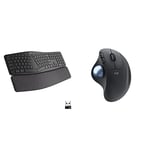 Logitech ERGO K860 Wireless Ergonomic Keyboard - Grey & ERGO M575 Wireless Trackball Mouse - Easy thumb control, precision and smooth tracking, ergonomic comfort design, for Windows, PC and Mac - Grey