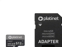 Platinet MicroSDXC + ADAPTER SD-kort 512GB class10 U3 A2 90MB/s [45095]