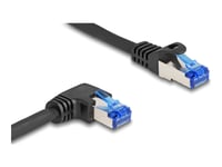 Delock - Nätverkskabel - Rj-45 (Hane) Högervinklad Till Rj-45 (Hane) Rak - 3 M - 6 Mm - S/Ftp - Cat 6A - Halogenfri, Hakfri - Svart