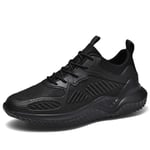 Men Running Shoes Light Breathable Round Toe Platform Trainers Outdoor Casual Athletic Jogging Fitness Walking Sneakers Black
