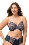 Ulla Popken Femme Grandes Tailles Soutien-Gorge à Armatures, Dentelle et Bretelles Doubles - Bonnet C-E Bleu Nuit 95C 812440139-95C