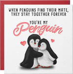 Penguin Anniversary Card / Cute Romantic Valentine Card for Husband Wife Boyfri