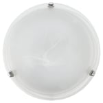 Wall Flush Ceiling Light Colour Chrome Shade Glass Alabaster Bulb E27 2x60W
