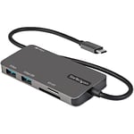 StarTech.com Adaptateur Multiport USB-C - USB Type C vers HDMI 4K, Alimentation 100W Passthrough, SD/MicroSD, Hub USB 3 Ports USB 3.0 - Mini Dock USB-C - Câble Intégré 30cm (DKT30CHSDPD) Gris