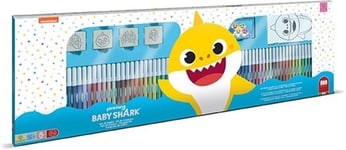 Baby Shark Fargesett XL - med 60 tusjer, stempler, klistermerker++